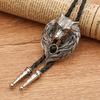 Mens American Bolo Tie Vintage Western Metal Wolf Head Stone Cowboy Necklace