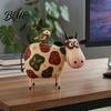 Resin Animal Figurines for Living Room Creative Cow Sculpture with Bird Figurine Pastoral Statue Rustic Modern Farmhouse Interior Decor Artistic
