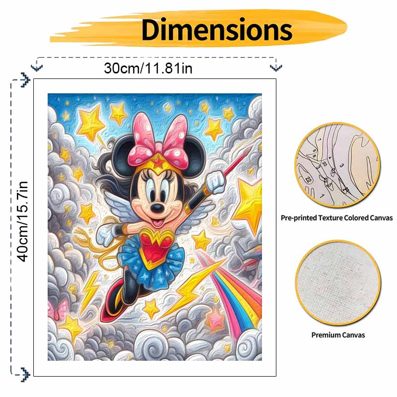 Disney Wonder Minnie Paint Art Painting Kit Home Wall Decor Handmade Gift, DIY Canvas Painting for Living Room Decoration Wall Art Set