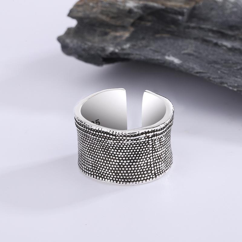 BFCLUB Silver Color Rings For Women Men Wide Simple Trendy Retro Adjustable Anillos Party Gifts Fine Accessories