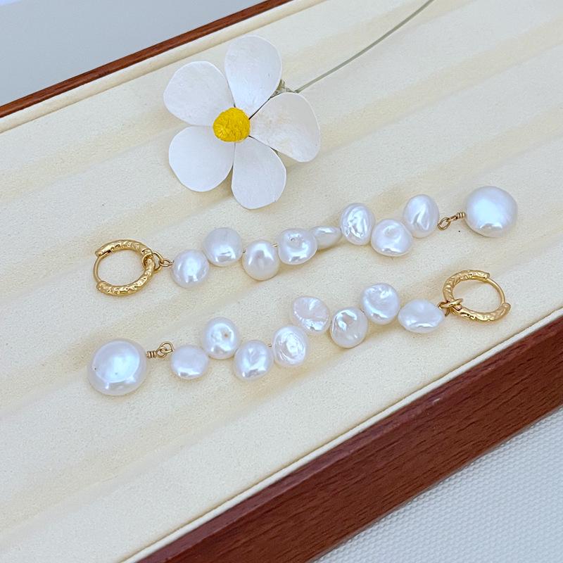 Elegant Baroque Freshwater Pearl Detachable Long Earrings