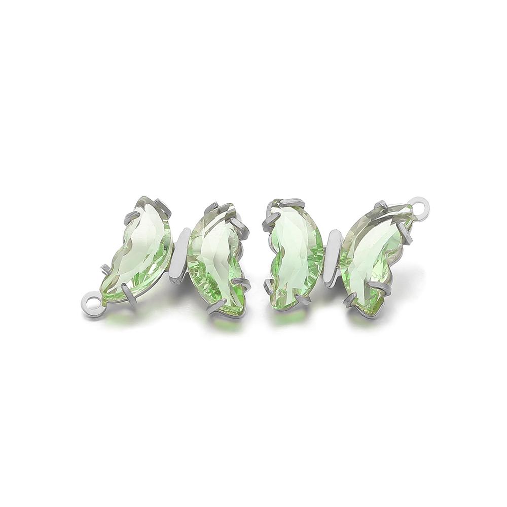 5pcs Stainless Steel Transparent Crystal Glass Butterfly Charms for DIY Jewelry Exquisite Necklace Findings Earrings Making