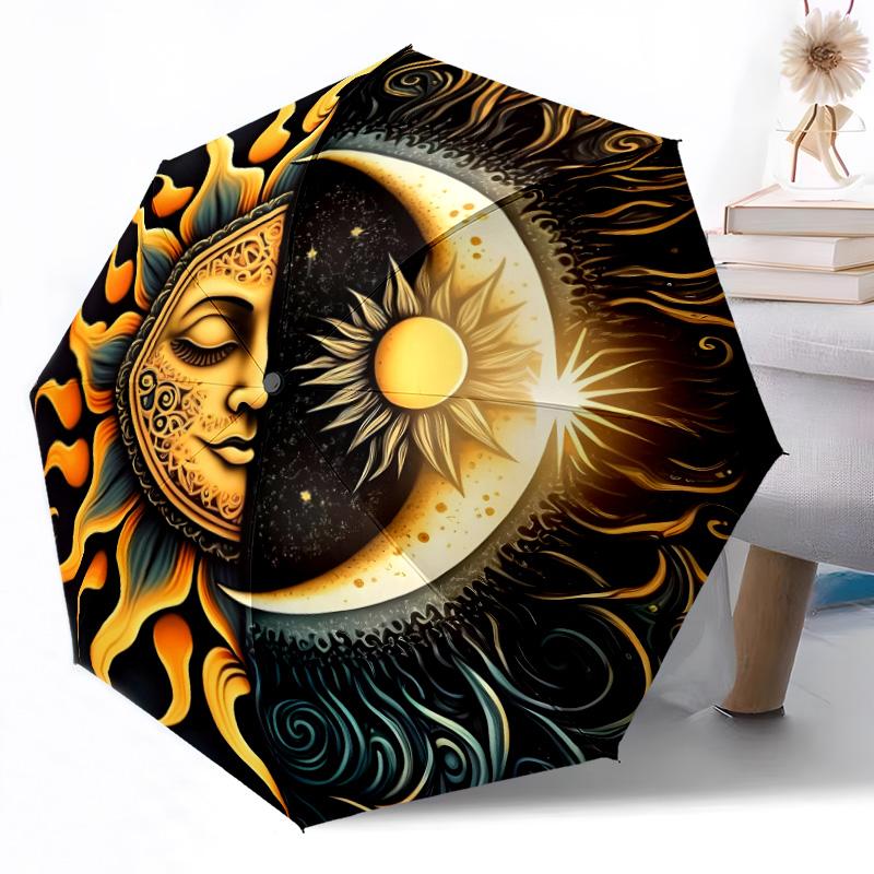 Moon and Sun Automatic Umbrella Folding Umbrella with 8 Ribs Weight for Women/Men Outdoor Accessory