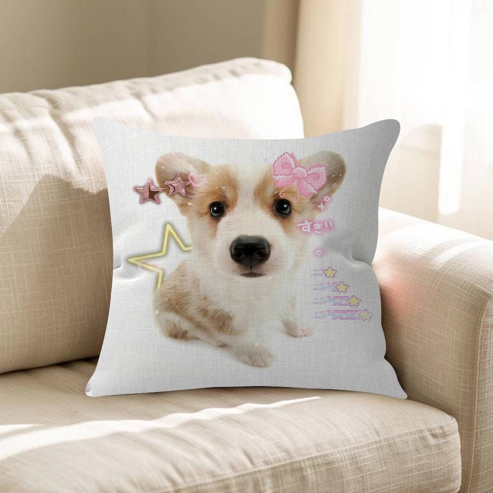Cute Dreamy Pink Blue Puppy Animals Pillow Cushion Cover Pillowcase Living Room Sofa Home Decor Customized