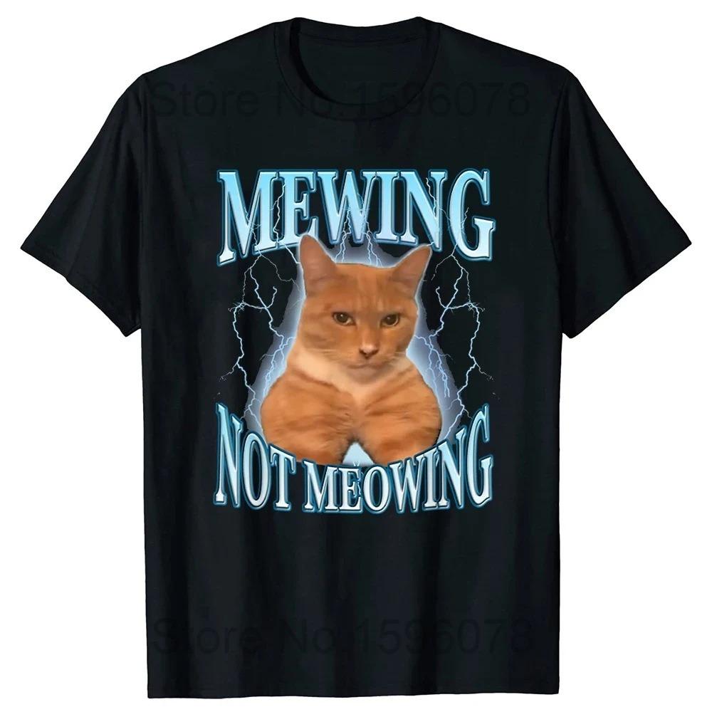 Humorous Abstract Cat Mewing Graphic T-Shirt Casual Short Sleeve for Men Women Unique Funny Style with Multiple Patterns