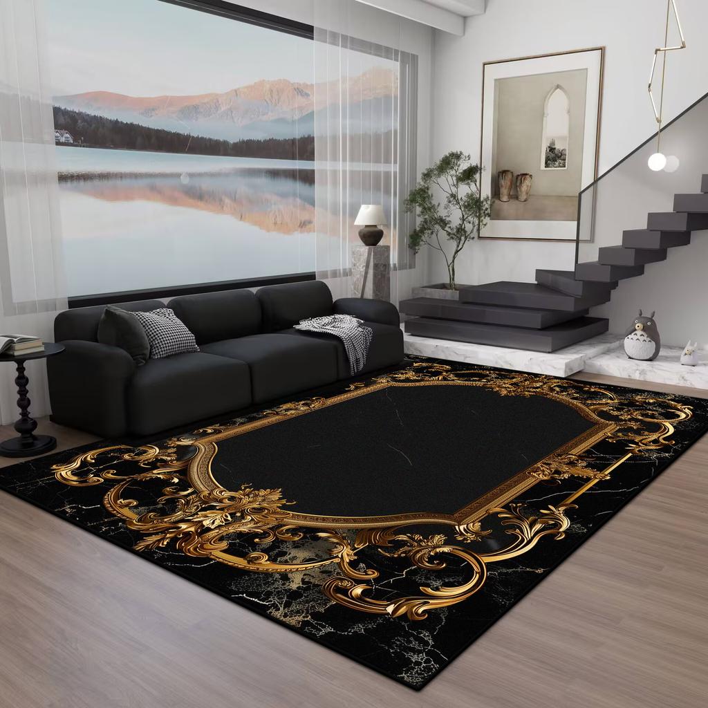 Black Gold Marble CARPET FOR LIVE ROOM Washable Room Decorations Sofa Table Large Area Rugs Non-slip Large Rug Coffee Tables Mat