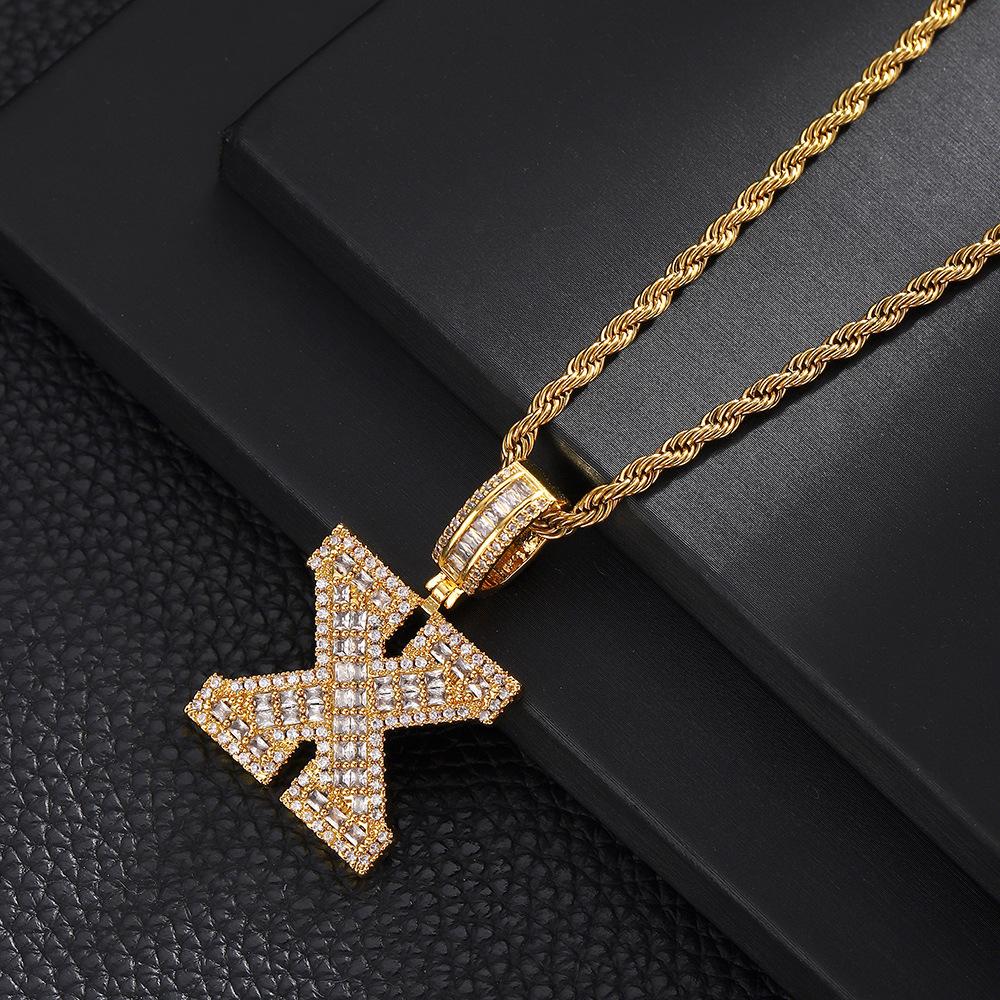 26 English Letters Pendant Necklace Copper Inlaid Zircon Versatile Jewelry Necklace