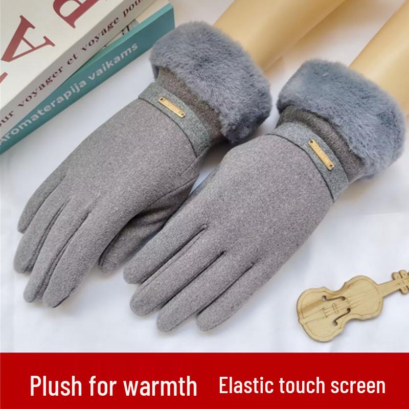 

Женские замшевые перчатки в стиле ретро: Плотный, на подкладке и ветронепродуваемый для осени/зимы