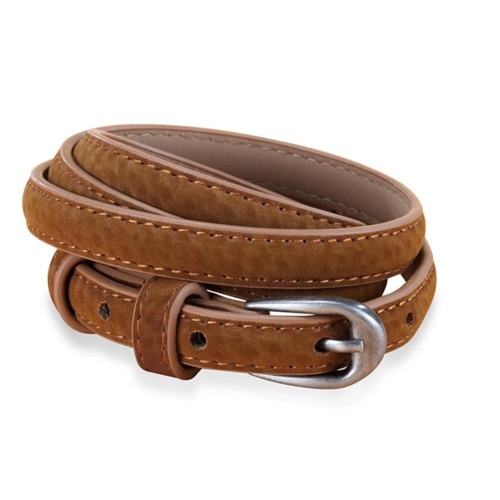 Casual Business Waist Belt Luxury Design Thin Waistband Trendy Suede Leather Belt  For Women