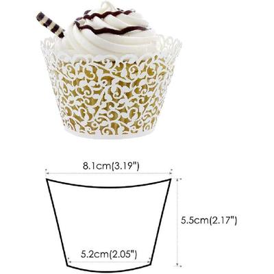 Cupcake-Förmchen 50 Stück Spitze Ausgestanzt Cupcake-Liner Lasergeschnitten Cupcake-Papier Cupcake-Muffin-Förmchen für Hochzeits-/Geburtstagsparty-Dekoration (Rosa)