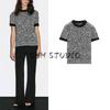 MD Autumn New Women Clothes Simple Commuter Style Short Version Round Neck Short Sleeve Color Plug Knit T-shirt Top 5751597