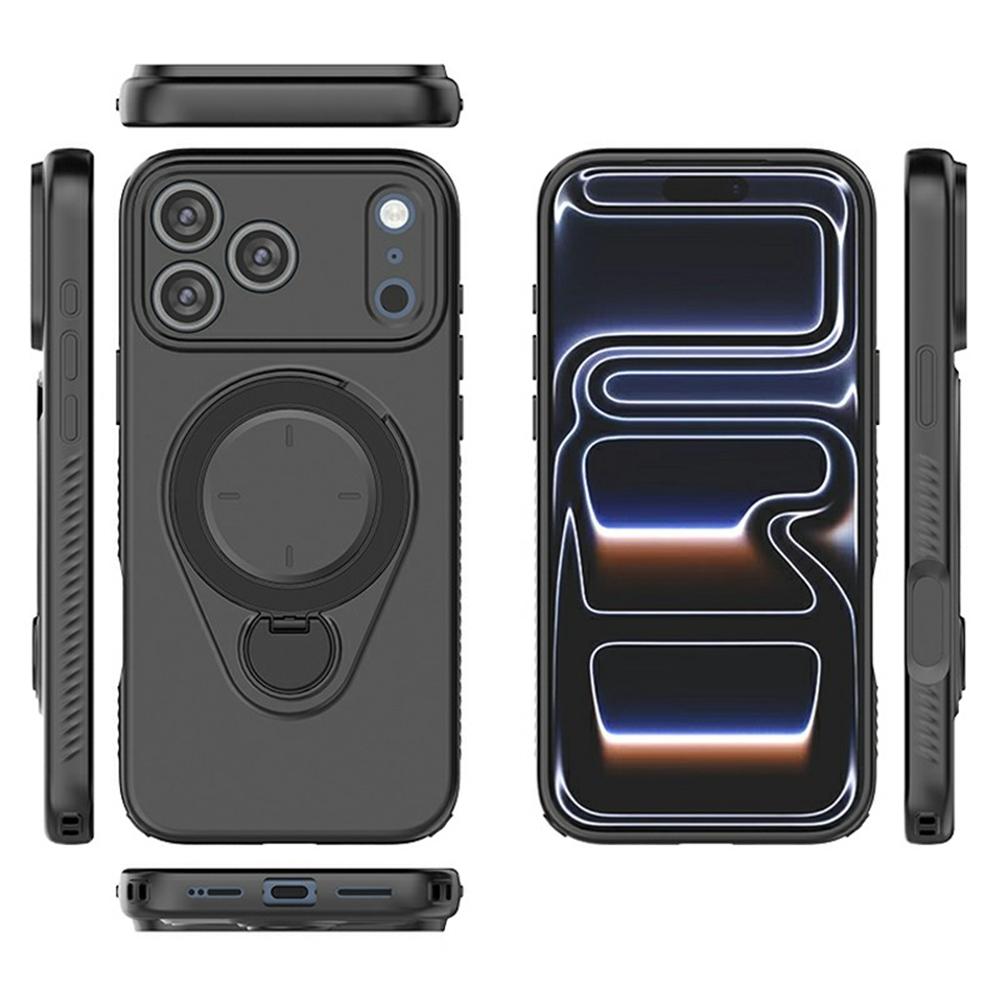For iPhone 17 Pro Magnetic Case Rotating Kickstand TPU PC Phone Cover Compatible with MagSafe