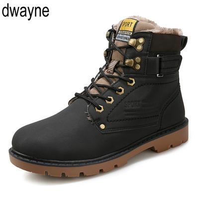 Mens Boots Autumn Winter PU Leather Plush Men Outdoor Working Safety Motorcycle Boots 2024 New Arrival