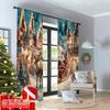 2pcs 2D flat printing Merry Christmas Popular Window Drapes Christmas sleigh Versatile 100% Polyester Without Electricity