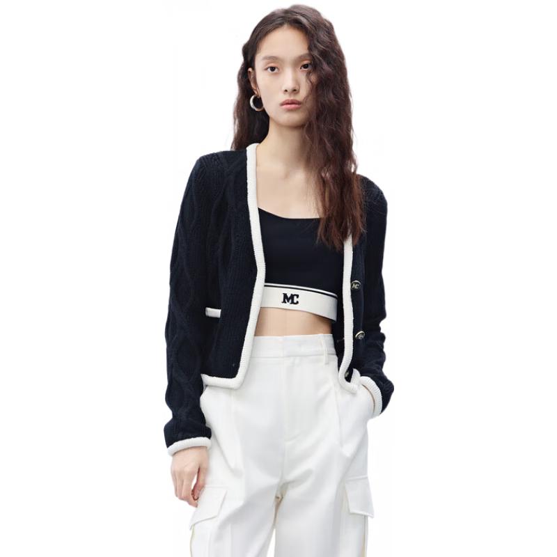 

MO&Co. Женский кардиган с V-образным вырезом, вязаный косами, из смесовой шерсти M