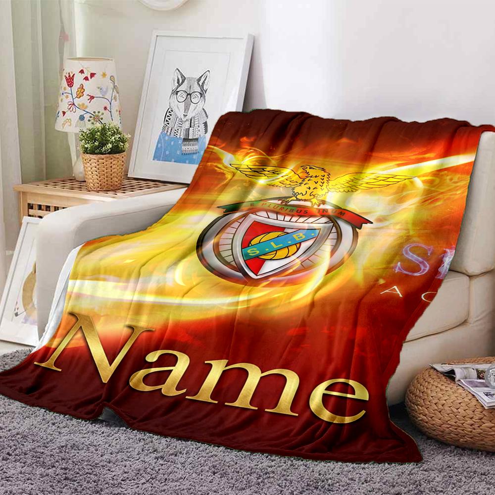 Custom Name Benfica Theme Printed Blanket Perfect For Couch Bed Travel Outdoor Use Machine Washable Cozy Durable