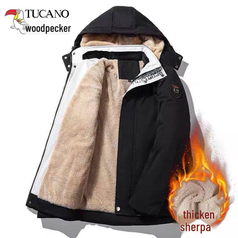 Men's Fleece-Lined Winter Jacket: Thick, Warm, Three-Proof, Cotton-Padded Coat for Middle-Aged & Elderly