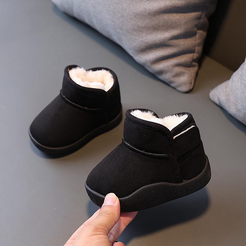 Children Shoes Simple Plush Warm Cotton Shoes Daily Antiskid Thick Soft Sole Girl Casual Snow Boots Boy Winter Sneakers