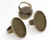 18x25mm 5pcs Antique Bronze and Antique Silver Plated Brass Oval Adjustable Ring Settings Blank/Base,Fit 18x25mm Glass Cabochons
