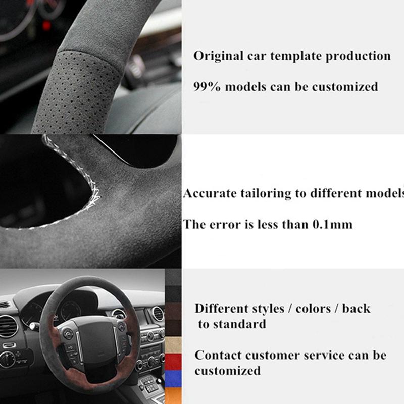 Car Steering Wheel Cover DIY Hand-stitched Black  Leather Suede Car Steering Wheel Covers For Mini Cooper Accessories
