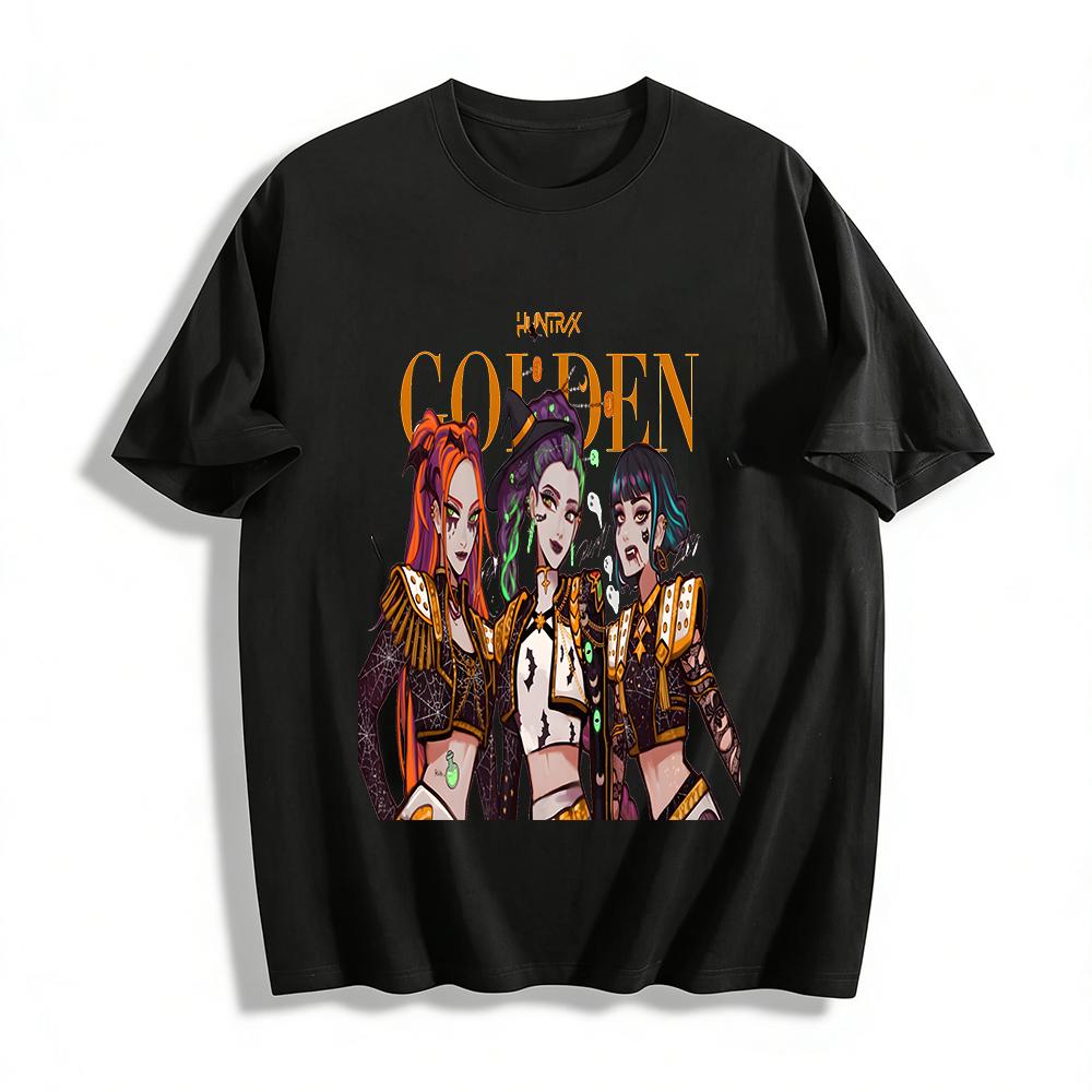

Halloween Limited HUNTRX GOLDEN Girl Group Print Top Gothic Style Spice Girl Crop Top Pure cotton T-shirt XXS