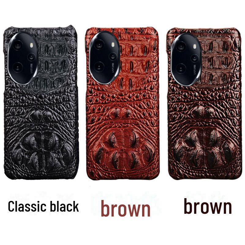 

Чехол Honor 100Pro из натуральной кожи для высококлассной защиты с дизайном в виде черепа крокодила Honor 70Pro чёрный