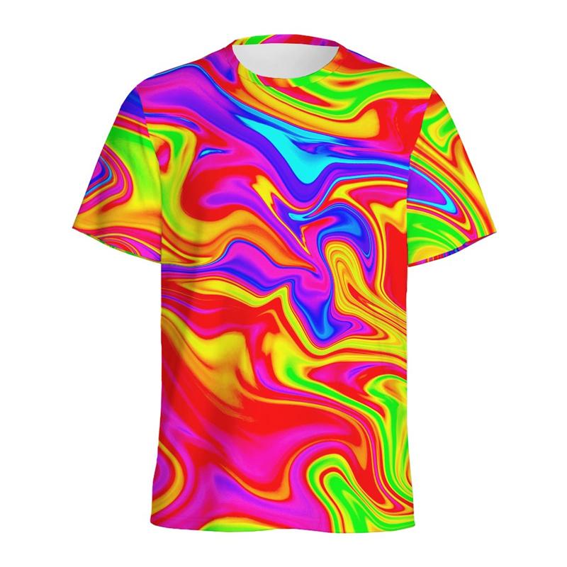 Unisex Abstract Colorful Liquid Trippy Pattern T Shirt For Women Summer Casual Round Neck Short Sleeve Tees Women Tops 3d Printed T-Shirt