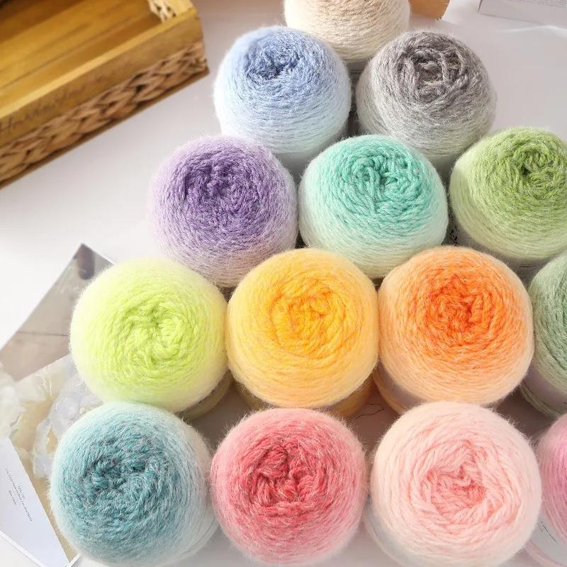 1ball Gradient Color Cotton Yarn Long Plush 3mm Soft Warm 375Meters DIY Knitting&Crocheting Sweather Scarf Yarn Thread