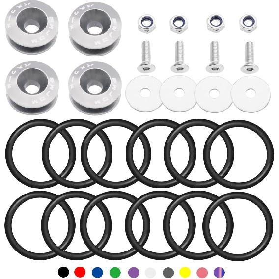 Taiss Bumper Quick Release (Black),Front Rear Bumper Holders Quick Release Kit(4 Quick Release Tabs with 12 O-rings),with Washer and Stainless Steel