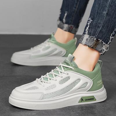 Neue Mesh-Sommer-Board-Schuhe flache Sohle Schnürer Sport atmungsaktiv bequem Herrenschuhe Mode Farbabstimmung Freizeitschuhe