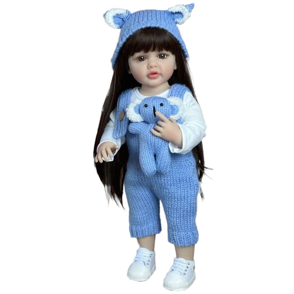 BZDOLL 55cm 22inch Girl Doll Can Stand, Lifelike Reborn Baby Full Soft vinyl Body Princess Toddler Bebe Toy Birthday Gift