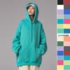 Plus Size Solid Color Korean Style Hooded Sweatshirt - Loose Mid-Length Pocket Jacket for Autumn/Winter