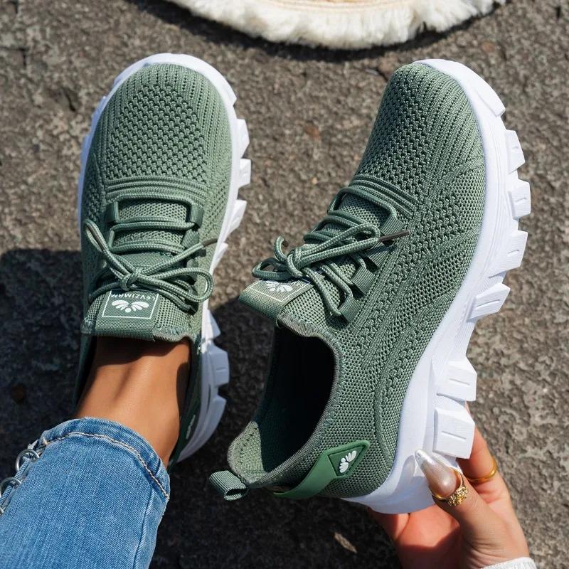 Womens Sneakers Breathable Mesh Shoes Fashion Outdoor Casual Shoes Lace Up Vulcanize Shoe Women Sports Running Shoes Tenis Mujer