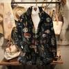 Womens Stand-Up Collar Fleece Sweatshirt With 3D Digital Floral Print Casual Long Sleeve Top Fall 2025