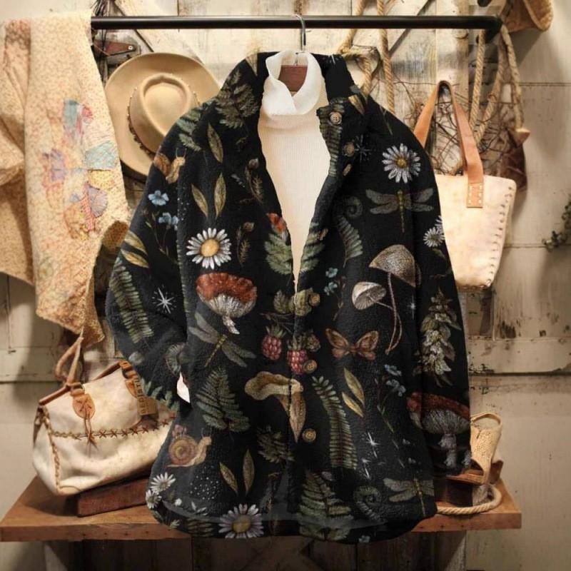 Womens Stand-Up Collar Fleece Sweatshirt With 3D Digital Floral Print Casual Long Sleeve Top Fall 2025