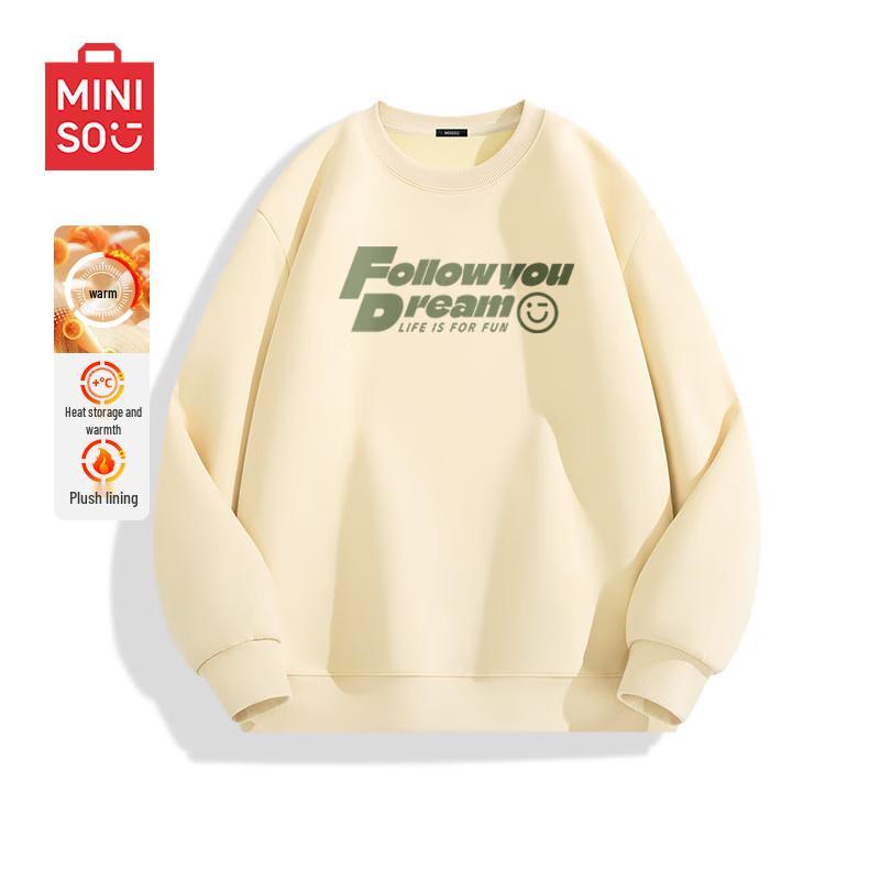 

MINISO Men s Youth Loose-Fit Plush-Lined Crewneck Sweatshirt 3XL