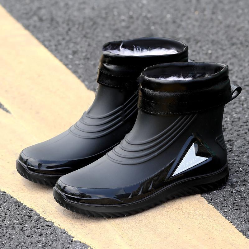 New Short Rain Shoes Men's Summer Waterproof Outdoor Rainy Day Work Non-slip Wear-resistant Fishing Rain Boots