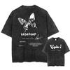Miyamoto Musashi Samurai "Control Your Anger" Quote Vintage Acid Washed Double Sided Oversized Streetwear Japanese Samurai Graphic T-Shirt Top
