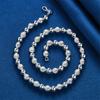 925 Sterling Silver Delicate Frosted Beaded Necklace for Women, Fashionable Party Gift, Wedding Jewelry