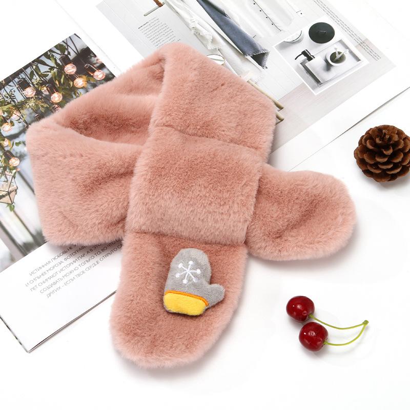 Children'S Scarf Winter Cartoon Plush Children'S Scarf Boys And Girls Warm Cross Imitation Rabbit Hair Children'S Neck