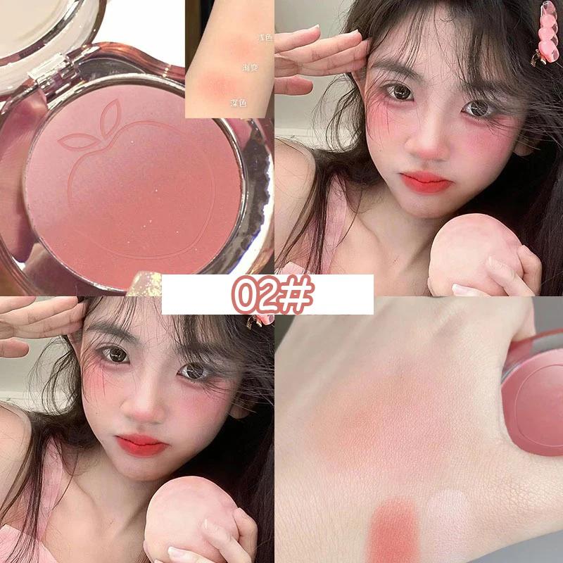 1Pc Peach Pink Blusher Matte Cheek Tint Blush Makeup Lasting Brighten Facial Smooth Rouge Powder Cosmetics