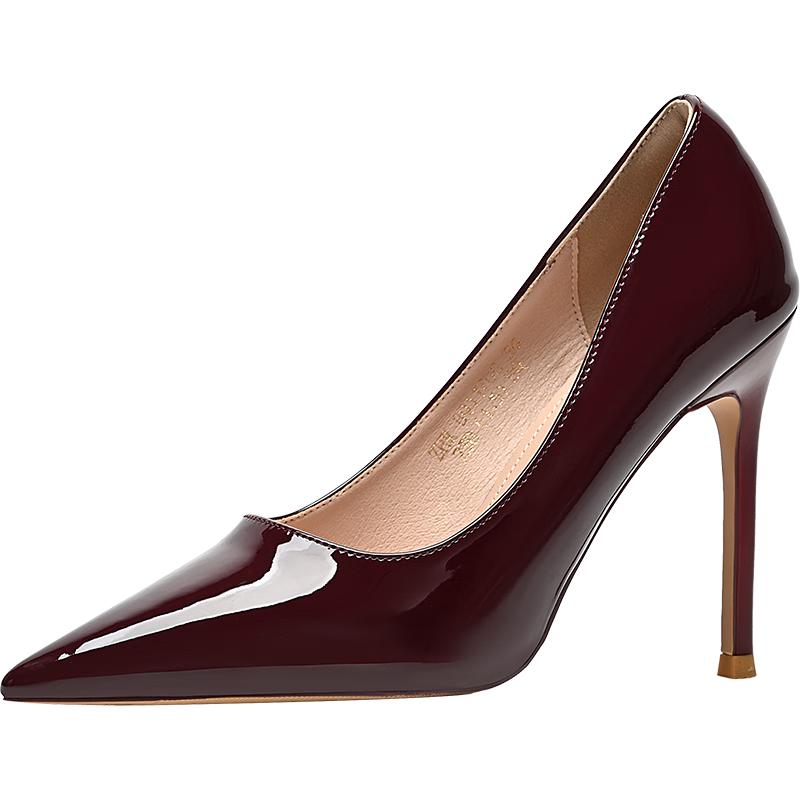ZHR BQ117GG Women s Pointed Toe Patent Leather Stiletto Heels 38