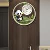 Circular transparent panda wall clock living room dining room decorative painting Creative LED wall light hanging wall clock