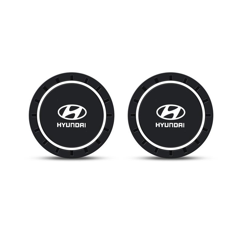 For Hyundai Tucson Accent Elantra Santa fe Sonata I10 I20 2Pcs PVC Silicone Car Coaster Water Cup Bottle Slots Anti-slip Pad Mat AH4