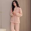 Island Fleece Pajamas Women'S Autumn And Winter Thickened Warm Long-Sleeved Coral Fleece Suit Spring And Autumn Thin Fleece Flannel Loungewear