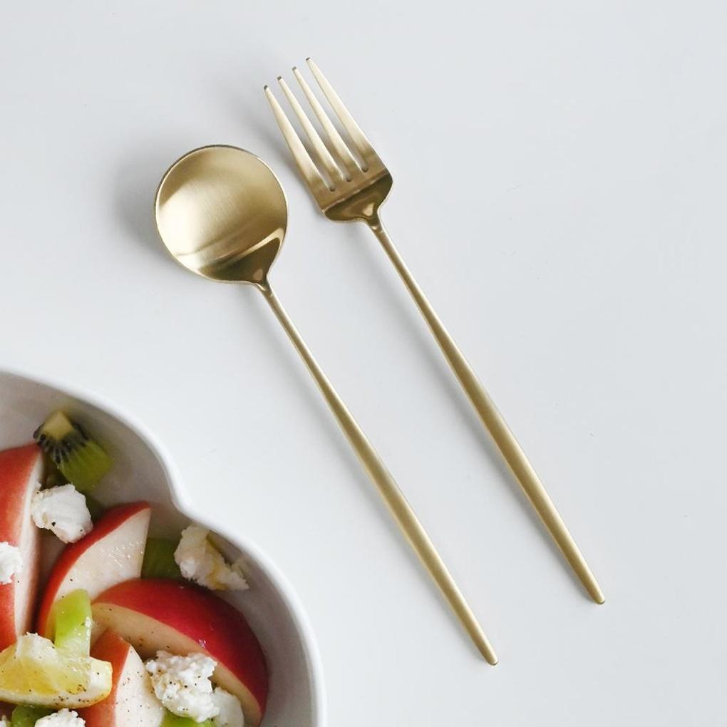 Avella Mattierter Edelstahl Dessertgabel Gold