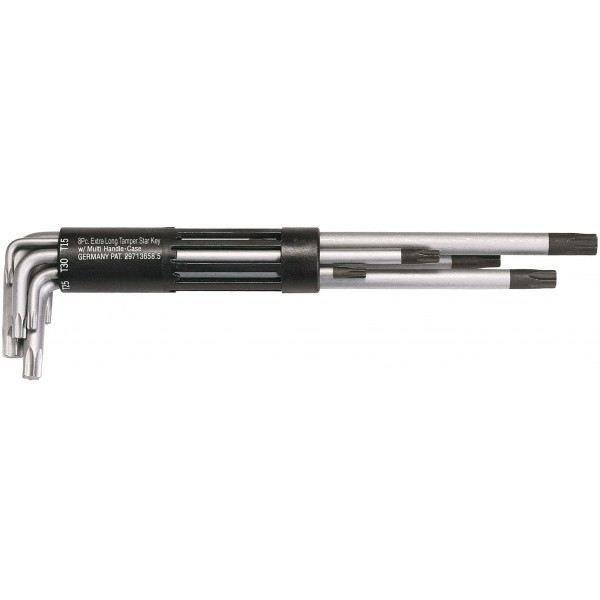 Jeu de clés mâles TORX® percées extra longues - KSTOOLS - 8 pcs: T10-T15-T20-T25-T30-T40-T45