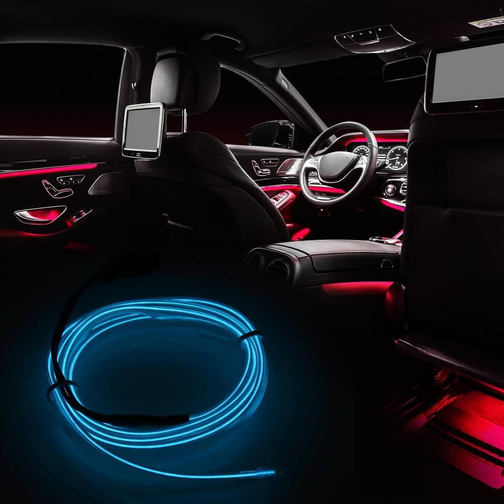 X AUTOHAUX Neon EL Wire String Strip Albastru Gheață Lumină Rece Strălucire Șir Strip