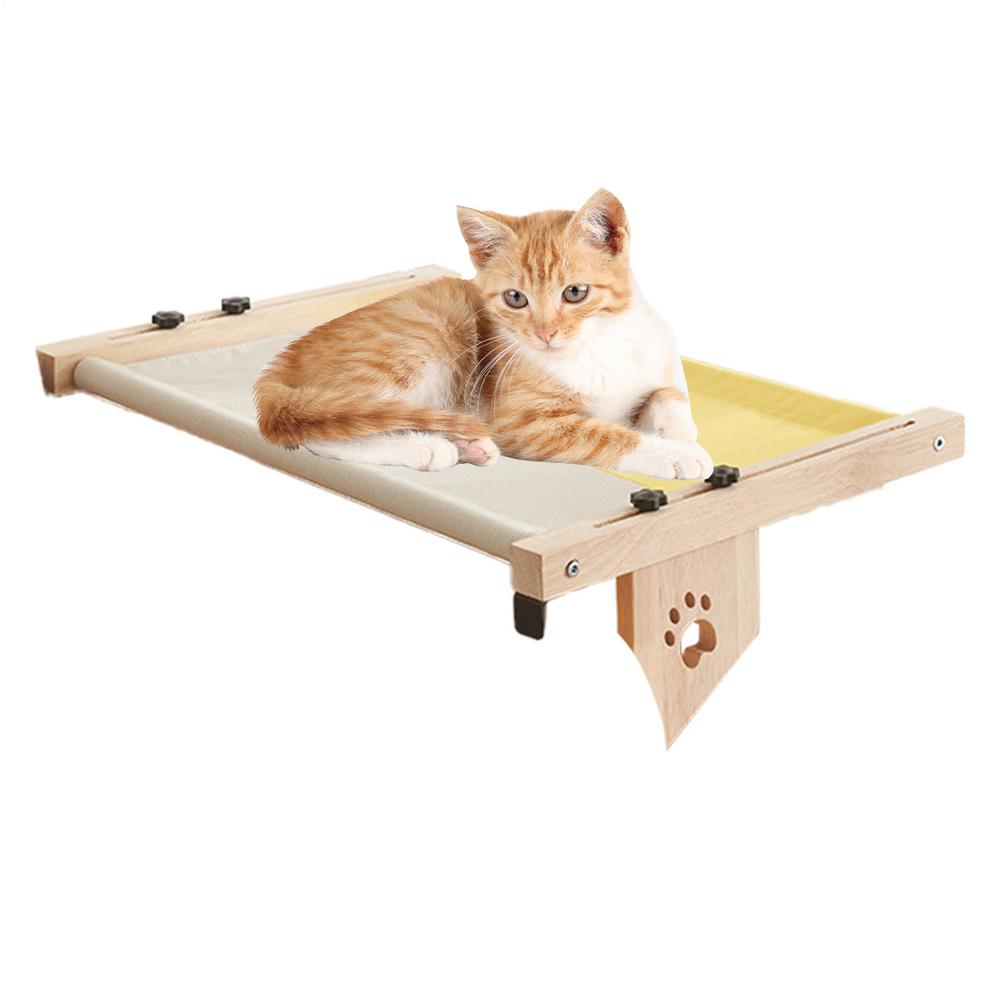 

Cat Perch For Indoor Cats Wooden Cat Resting Lounger Adjustable Cat Windowsill Nest Cat Hammock Seat With Cushioned Bed Cover