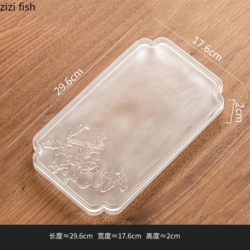 Frosted Glass Tea Tray Home Dry Foam Tray Creative Tea Set Tea Ceremony Accessories Dessert Tray Candy Trays Specialty Tableware